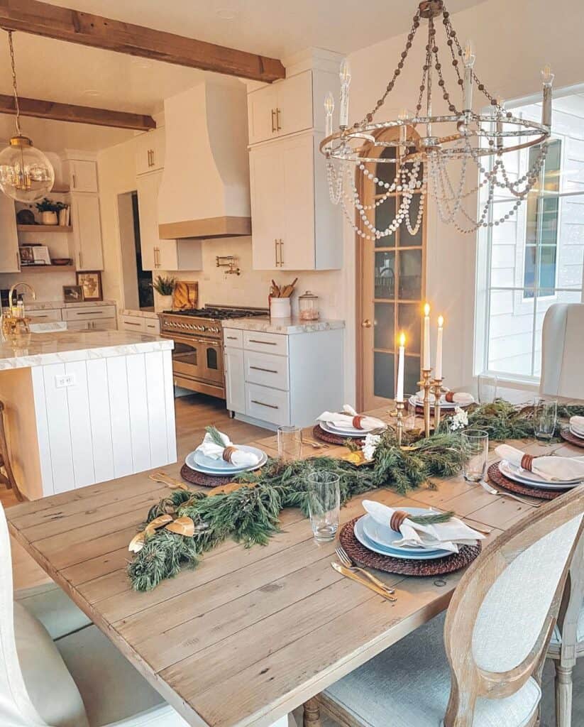 Farmhouse Kitchen Diner with Beamed Ceiling