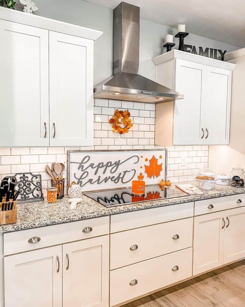 Farmhouse Kitchen Signs and Orange Candles
