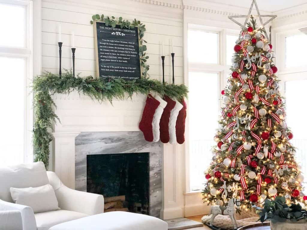 Festive Fireplace and Christmas Tree