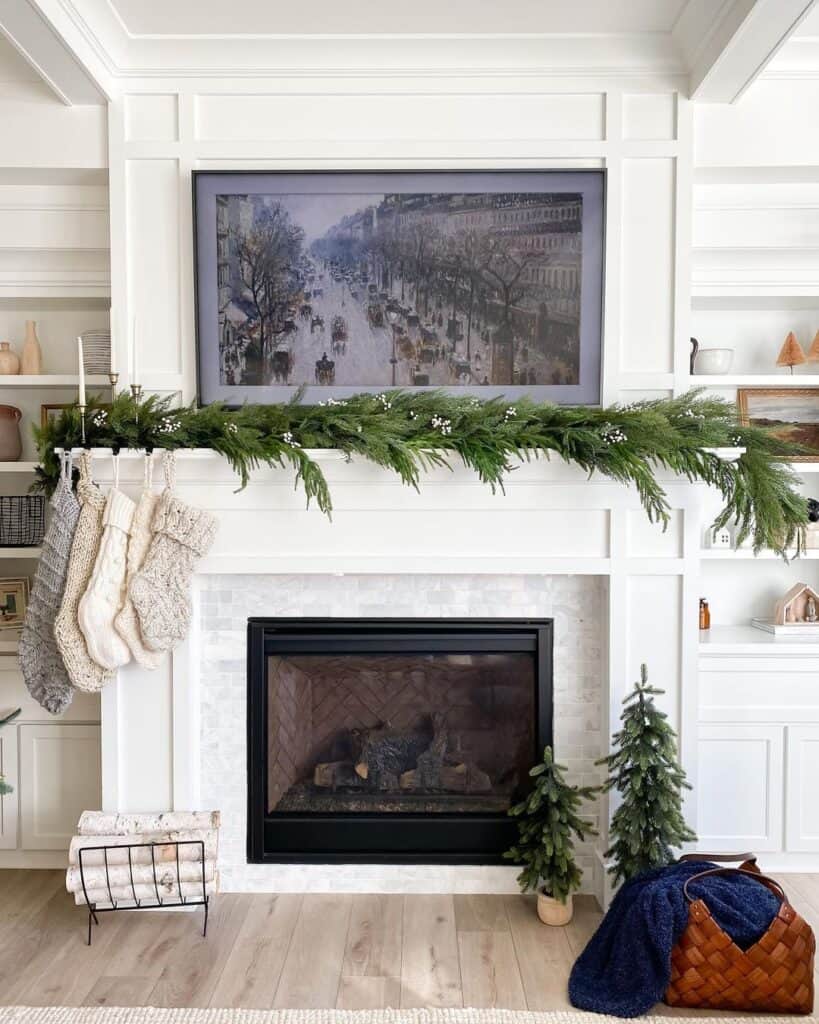 Festive Fireplace in Modern Living Room