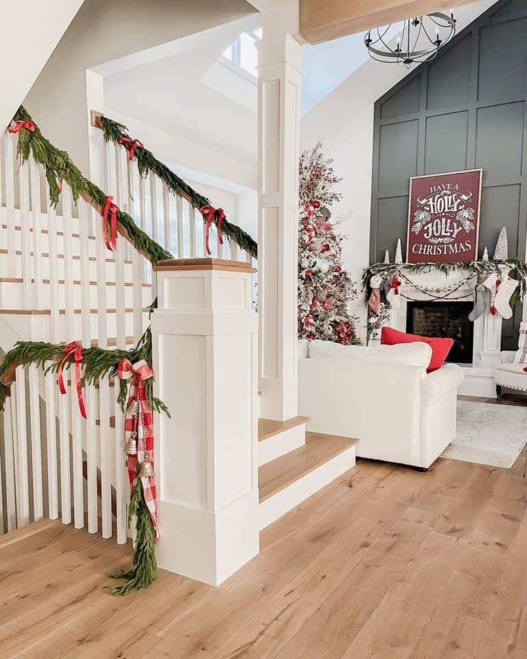 Festive Staircase and Living Room
