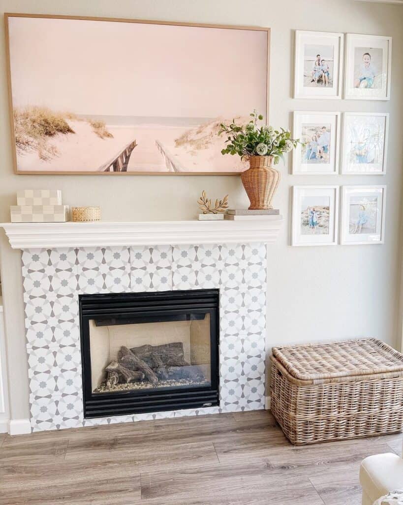 Fireplace with Faux Tile and No Hearth Extension