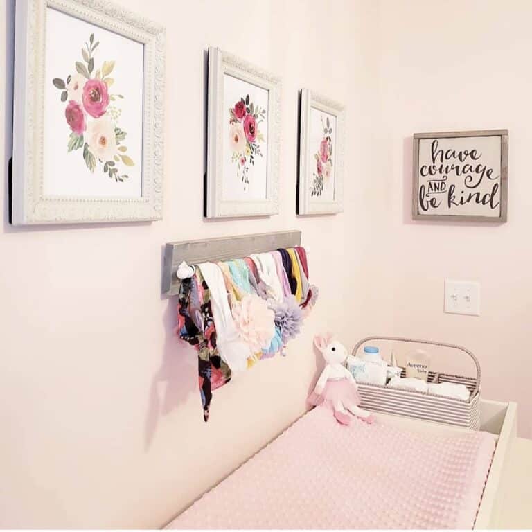 Floral Art Prints on Pink Wall