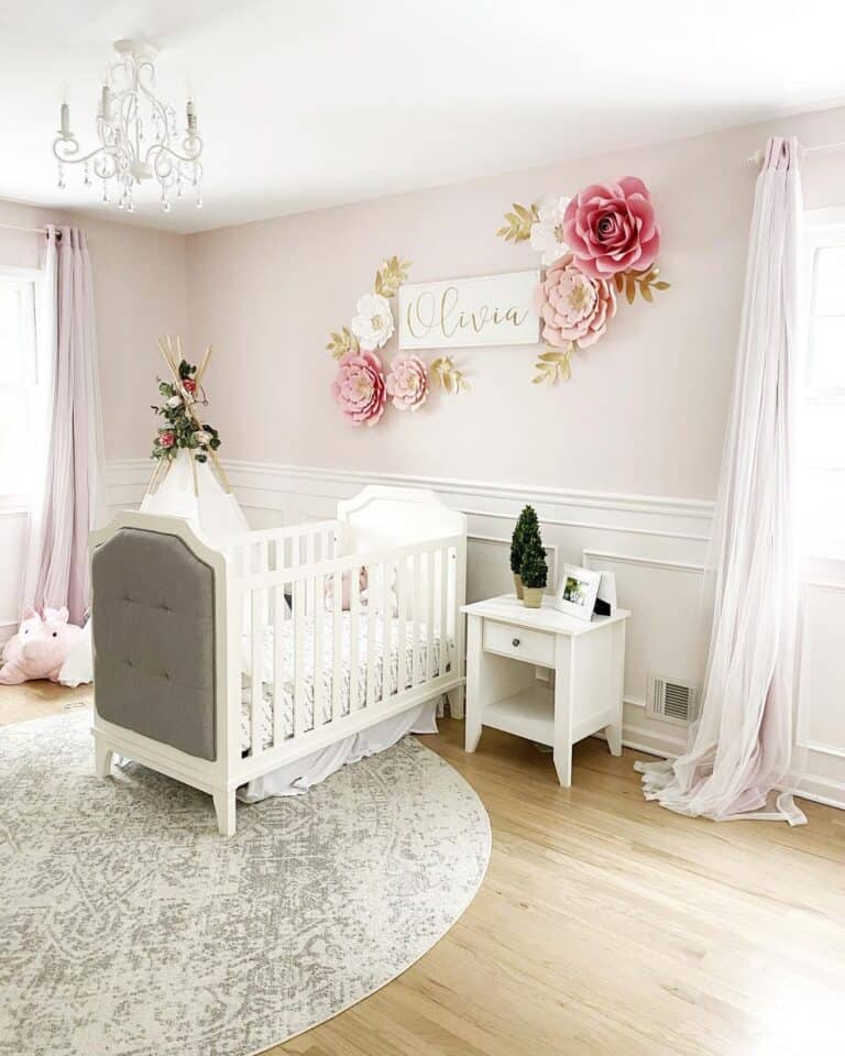Floral Wall Art in Pink Room