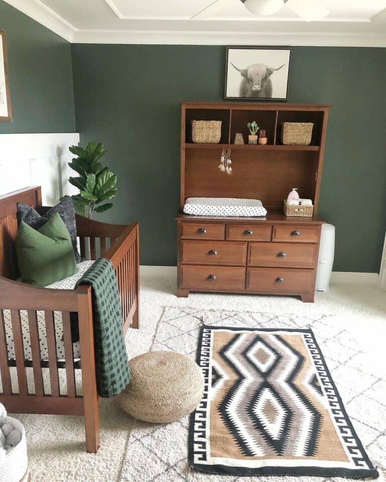 Forest Green Nursery with Wood Accents