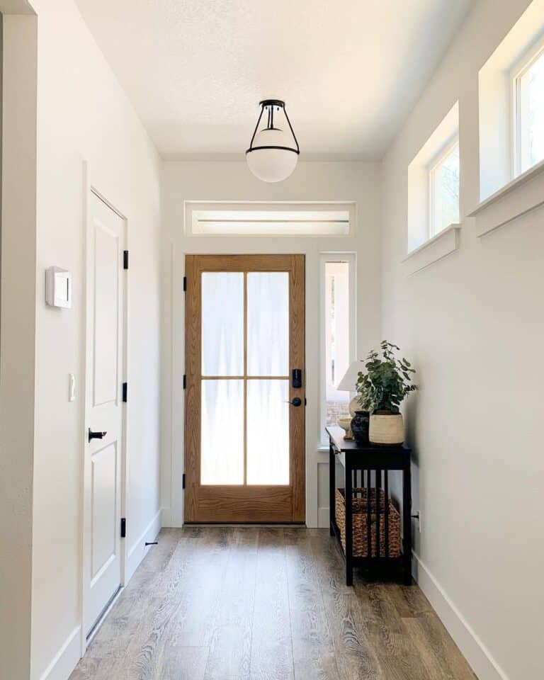 Frosted Glass Wood Front Door Entryway