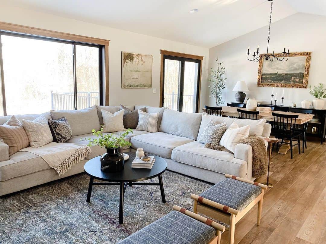 Gray Corner Sofa and Wooden Dining Table - Soul & Lane