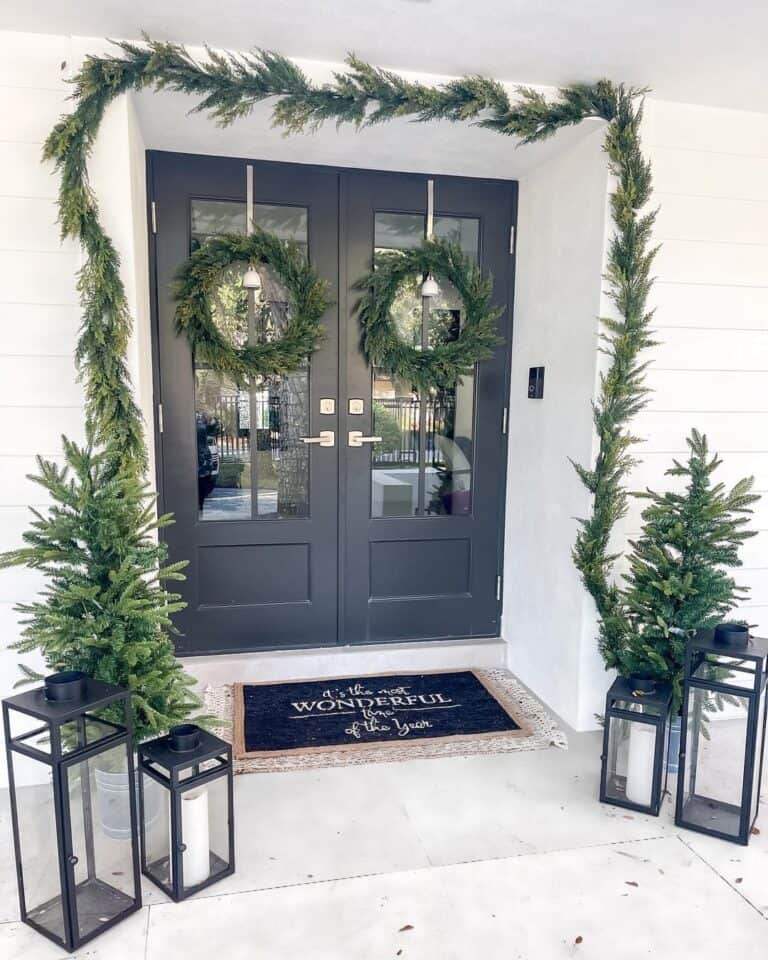 Gray Front Door Modern Farmhouse Porch