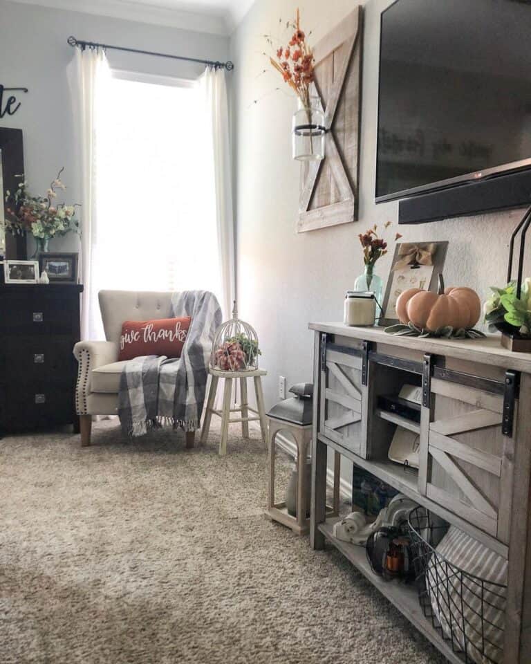 Gray Living Room Corner with Sideboard
