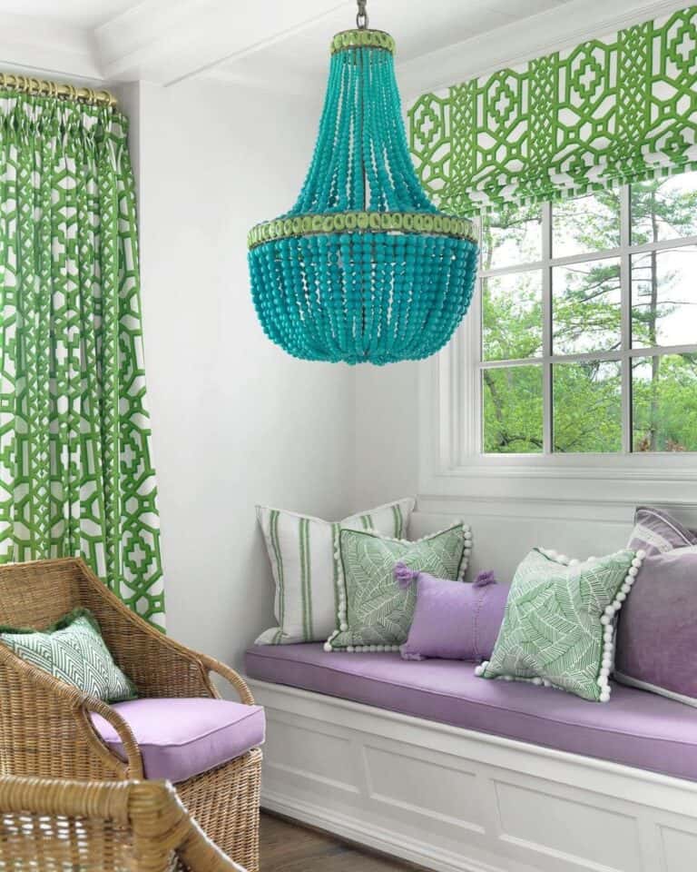 Green Beaded Chandelier for Living Room