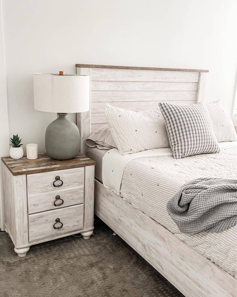 Green Lamps Bedroom with White Shades