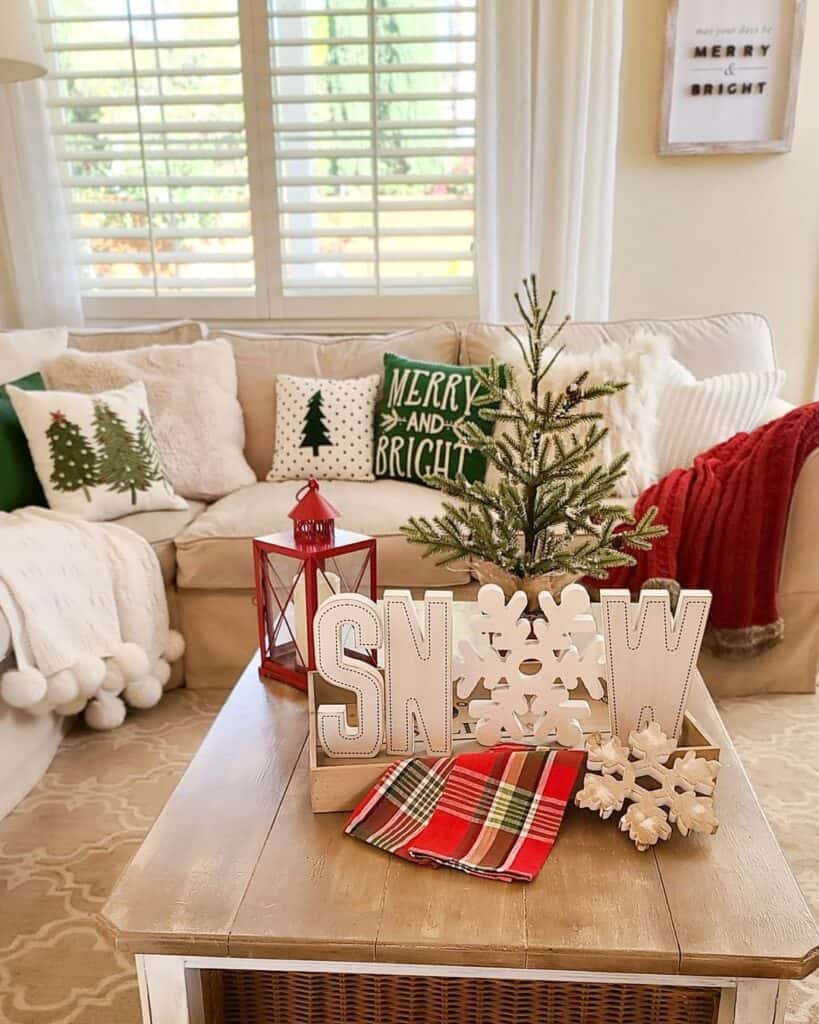 Green and White Throw Pillows in Living Room