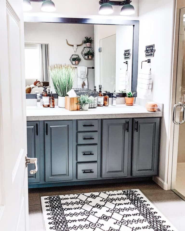 Grey Blue Bathroom Ideas in Farmhouse Bathroom