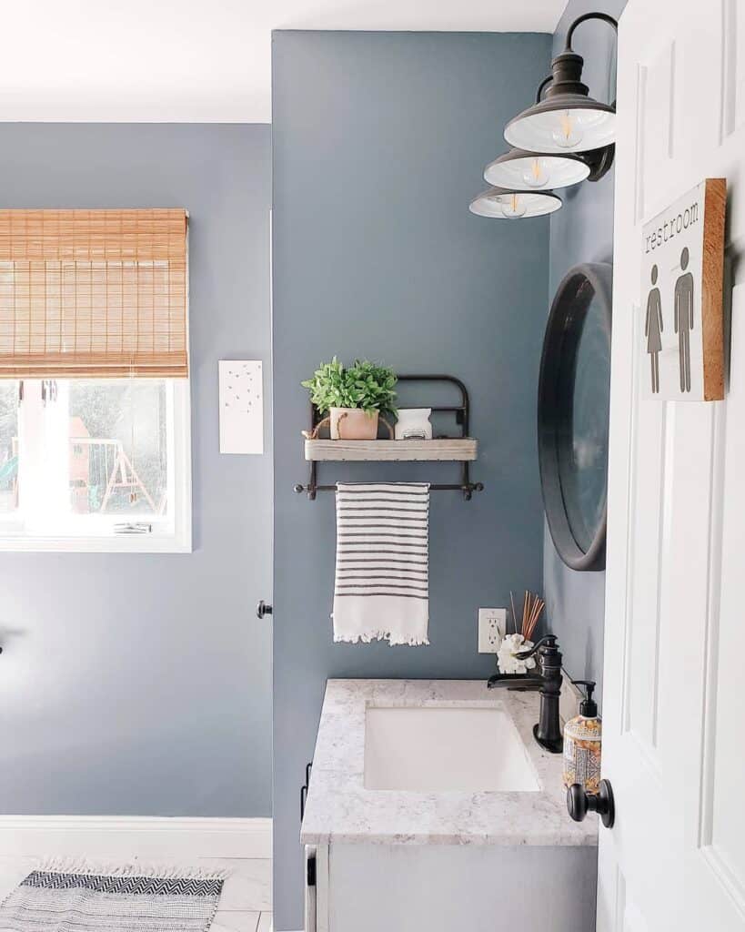 Grey Blue Bathroom Walls with Window