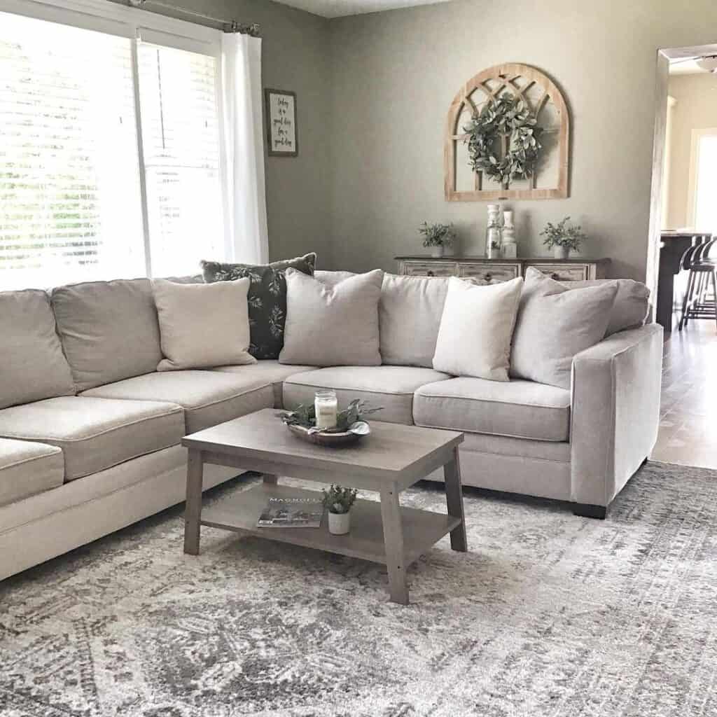 Grey Couch Living Room with Farmhouse Décor - Soul & Lane