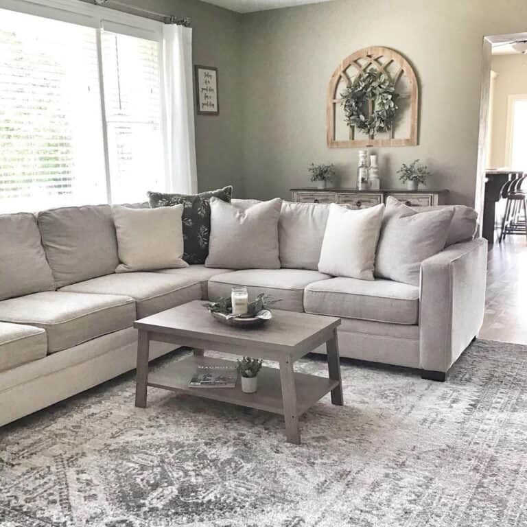 Grey Couch Living Room with Farmhouse Décor