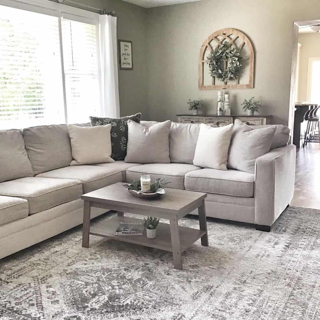 Farmhouse Living Room Ideas With Grey Couch