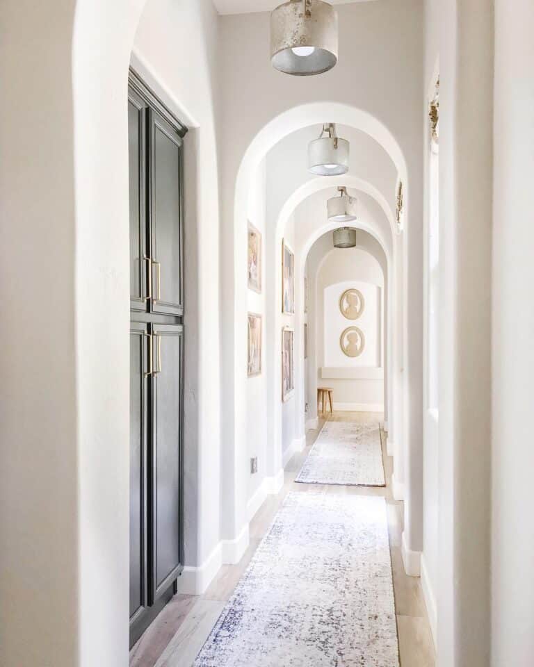 Hallway Built-Ins and Light Wood Floors