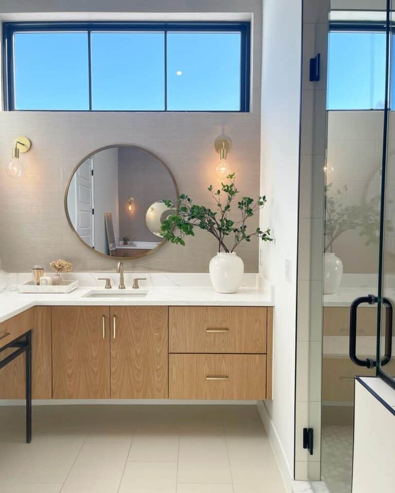 Horizontal Rectangular Window in Modern Bathroom