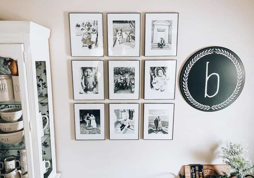Kitchen Gallery Wall with Black and White Photographs