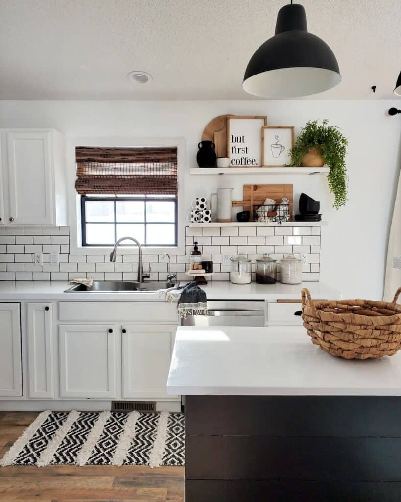 Kitchen Signs on Floating White Shelves