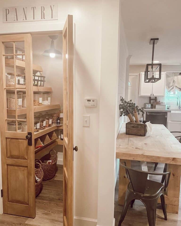 Light Wood French Doors for the Pantry
