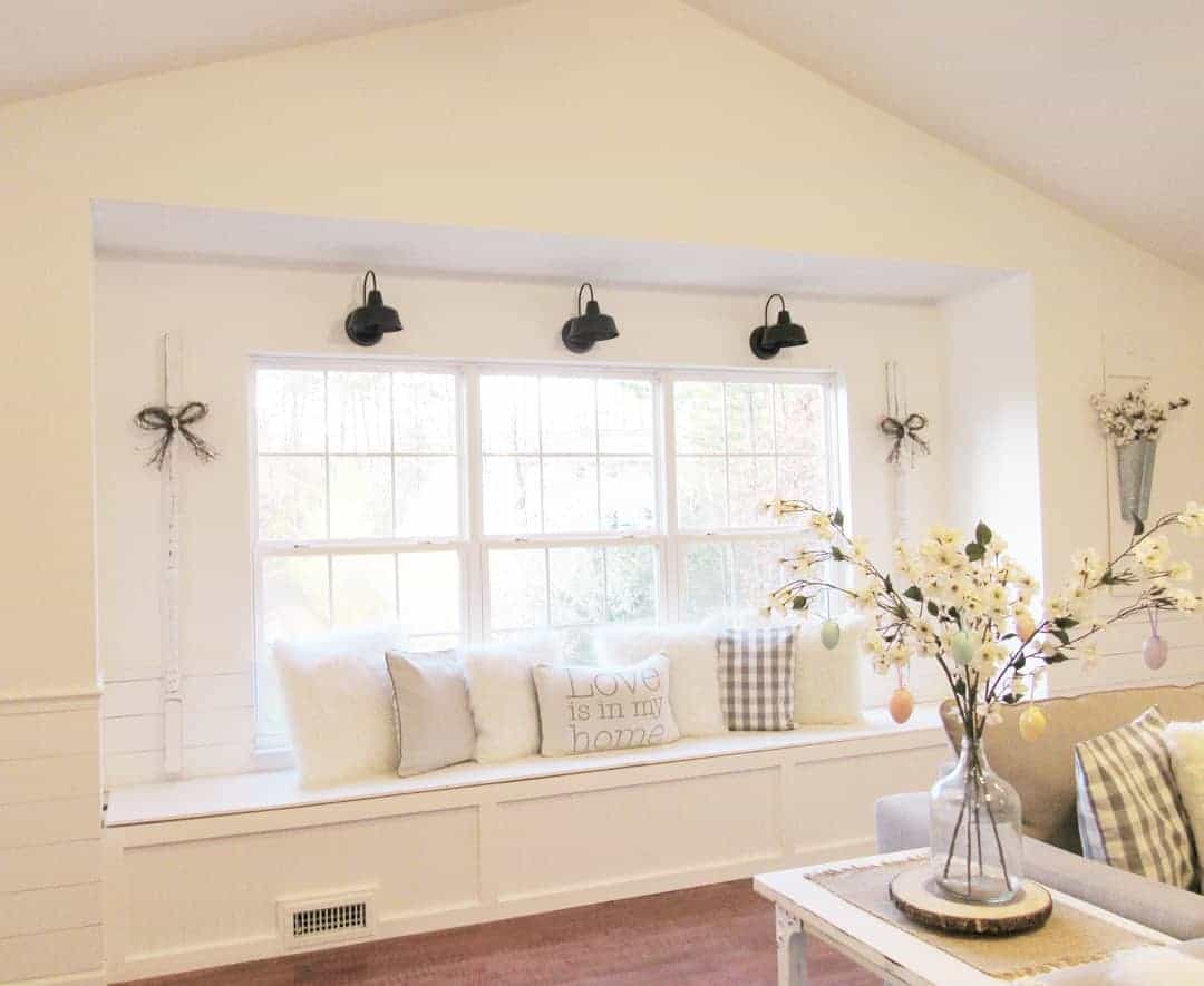 Living Room Recessed Wall with Black Sconces - Soul & Lane