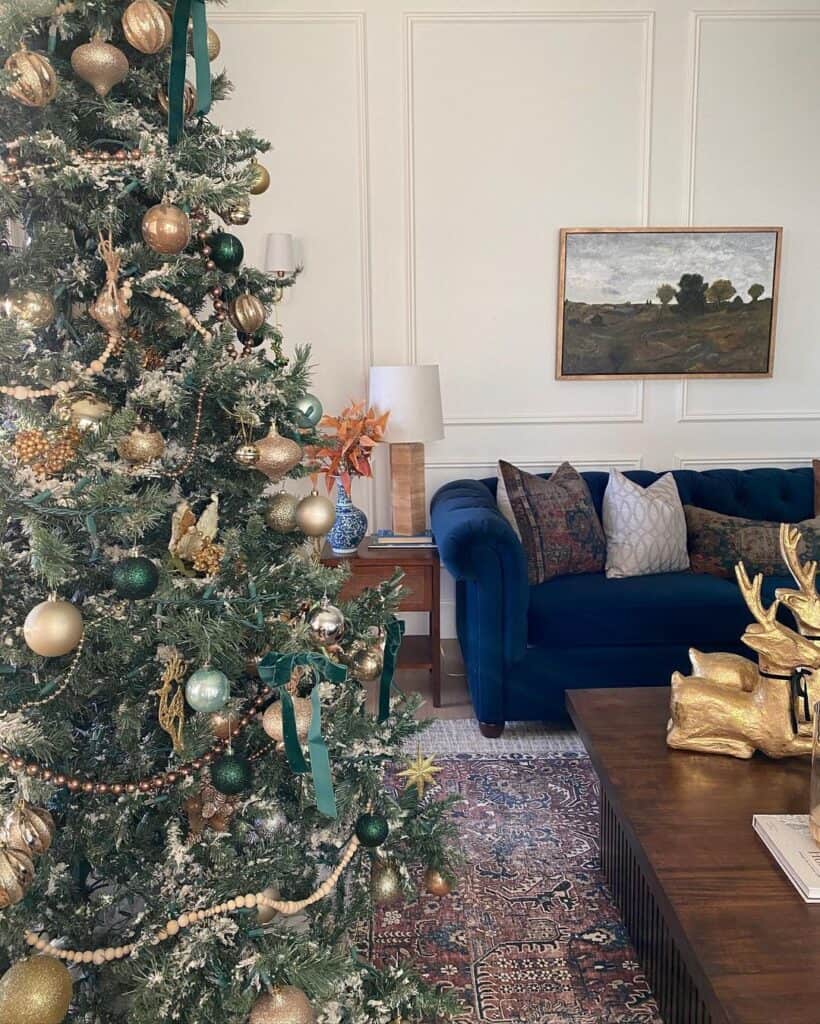 Living Room with Dark Blue Sofa - Soul & Lane