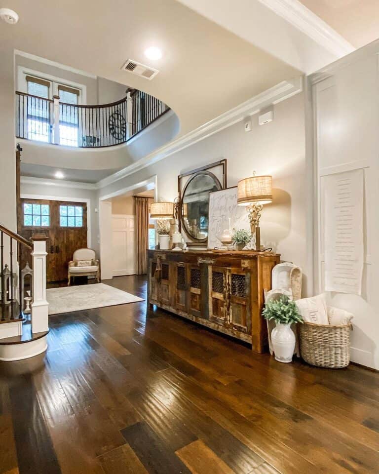 Long Console Table on Dark Hardwood Floors