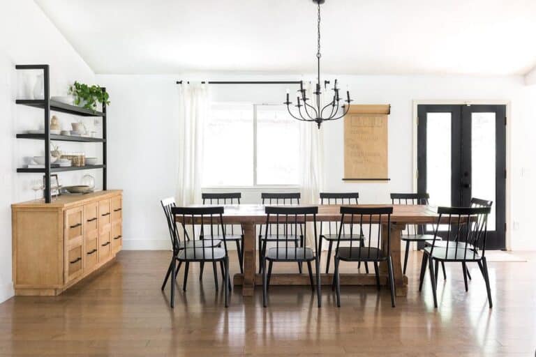 Mahogany Dining Table with Black Spindle Chairs