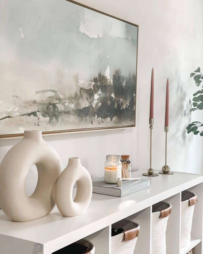 Modern Art Above White Donut Vases