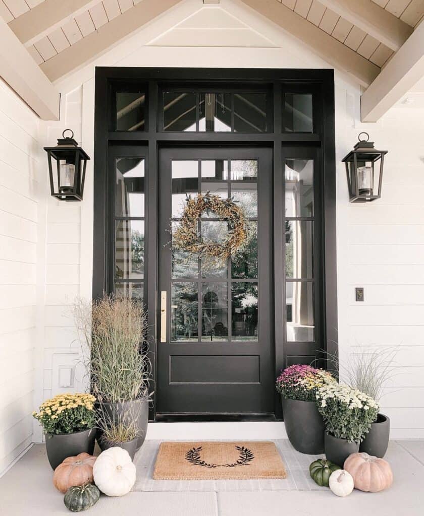 Modern Black Front Door with Glass Inserts