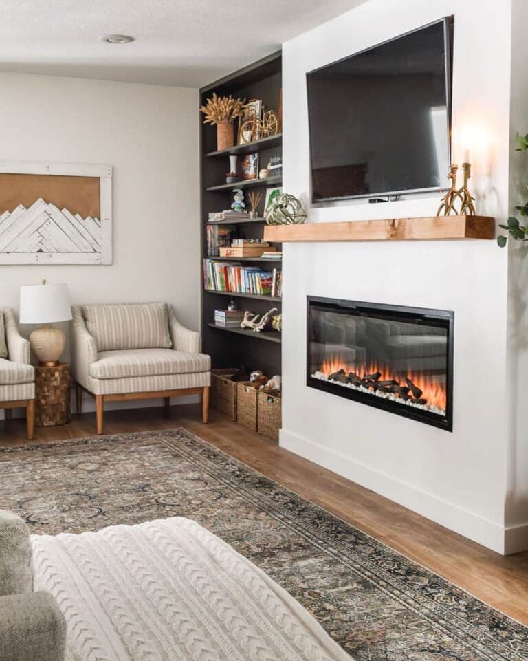 Modern Farmhouse Fireplace With a TV