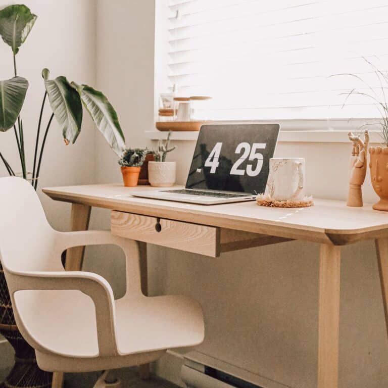 Modern Farmhouse Office Corner with Plant Décor