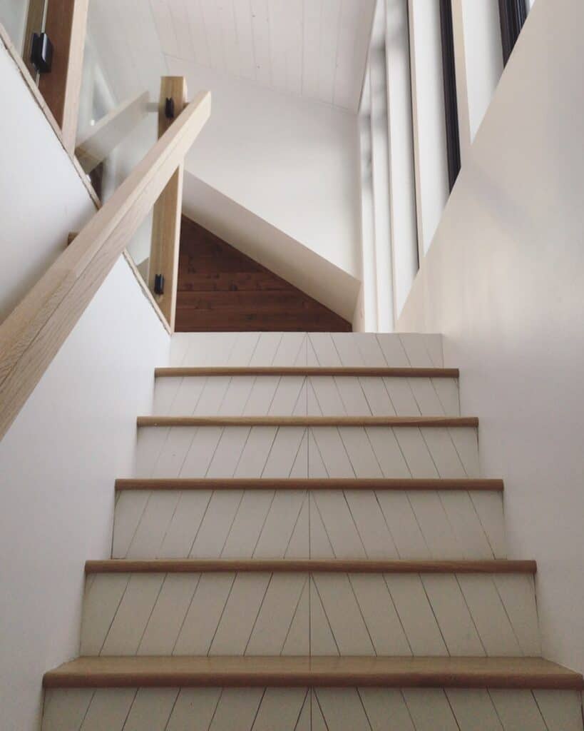 Modern Farmhouse Staircase with Shiplap Risers