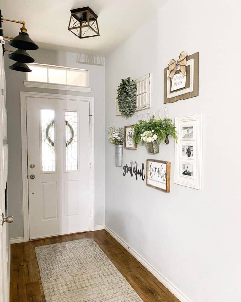 Modern Farmhouse Wall Décor and Black Sconces