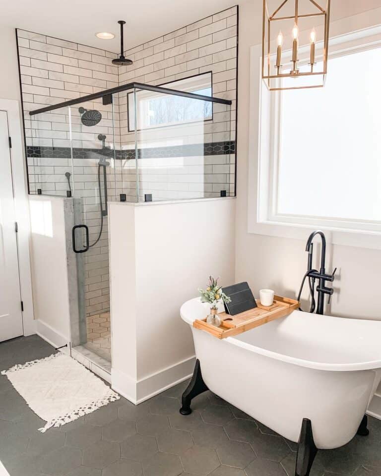 Modern Tiled Shower with Window Inside