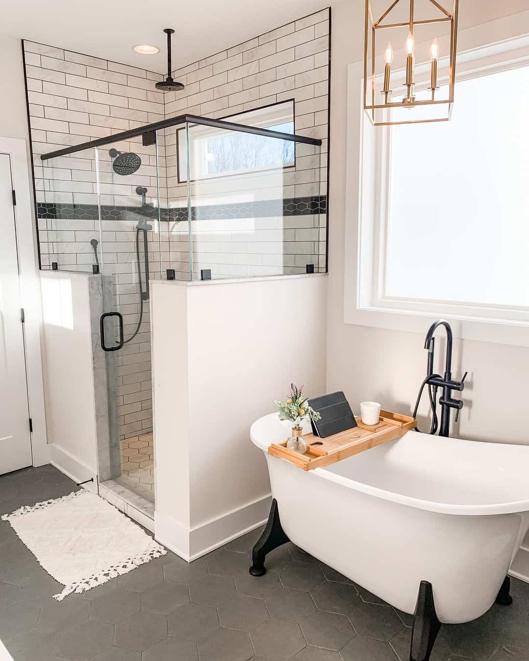 Modern Tiled Shower with Window Inside Soul & Lane
