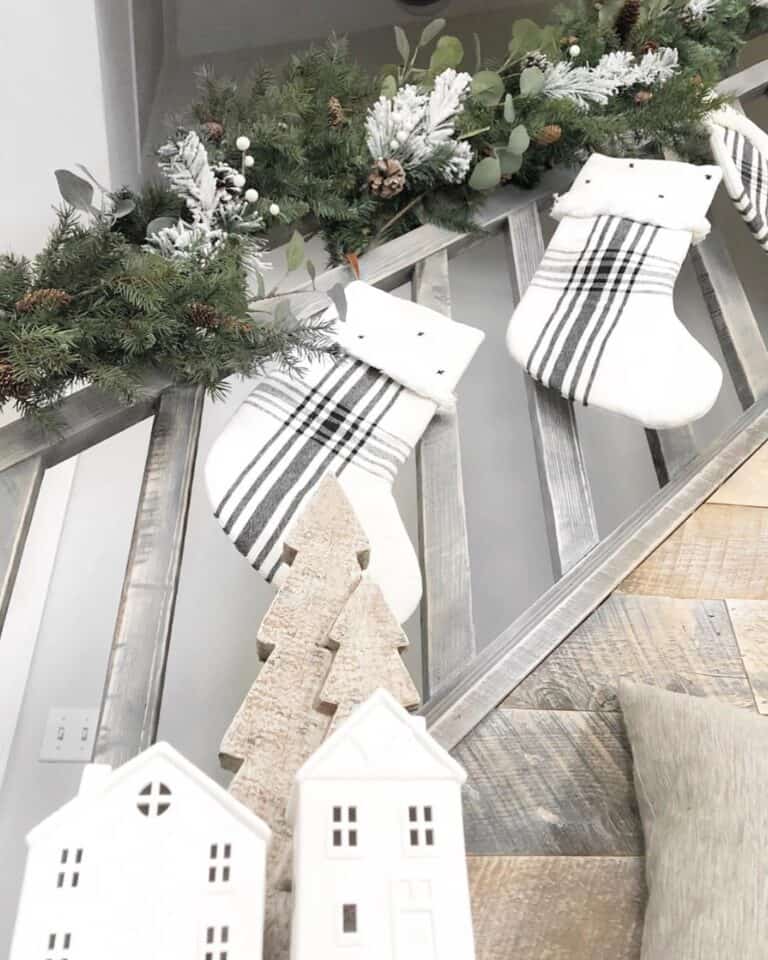 Monochrome Banister Décor with Garland
