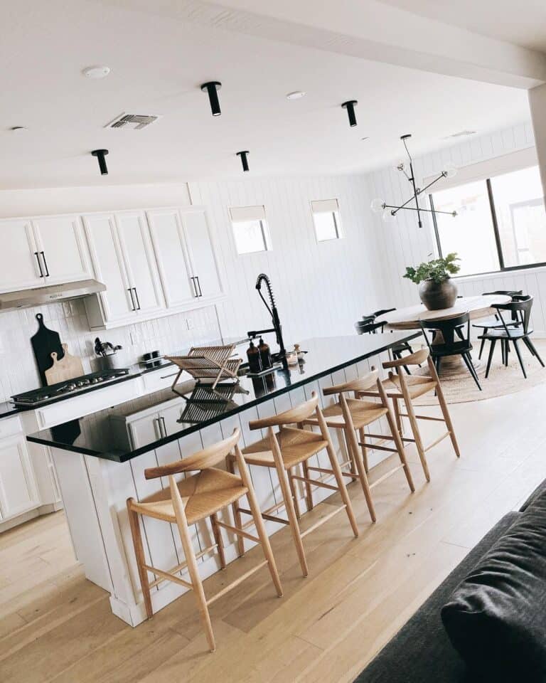 Monochrome Kitchen with Circular Table