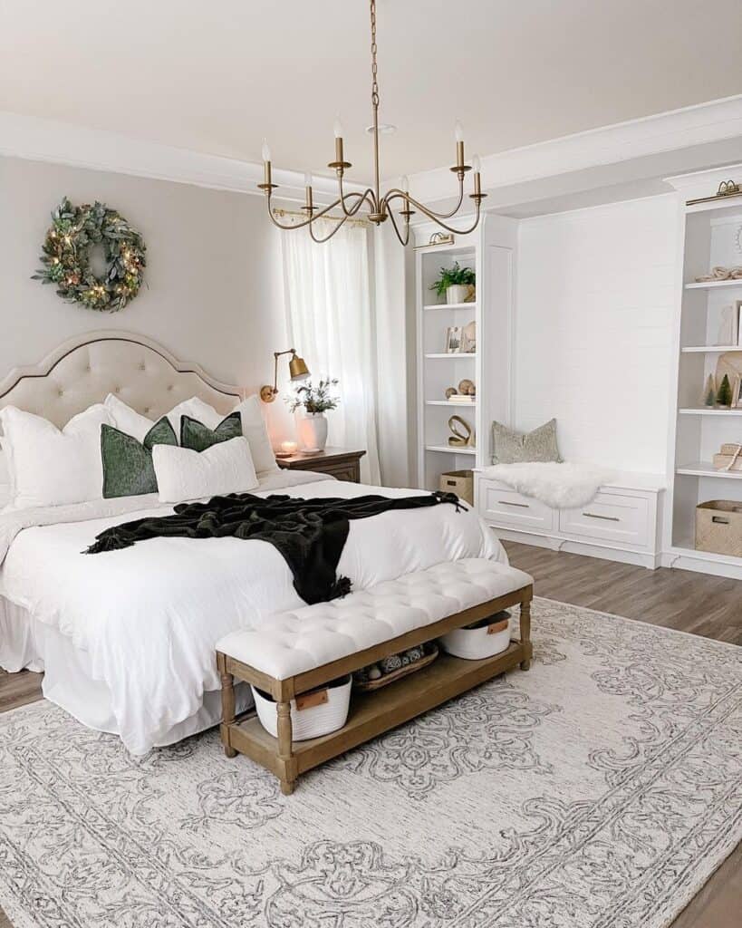 Neutral Bedroom with Modern Chandelier