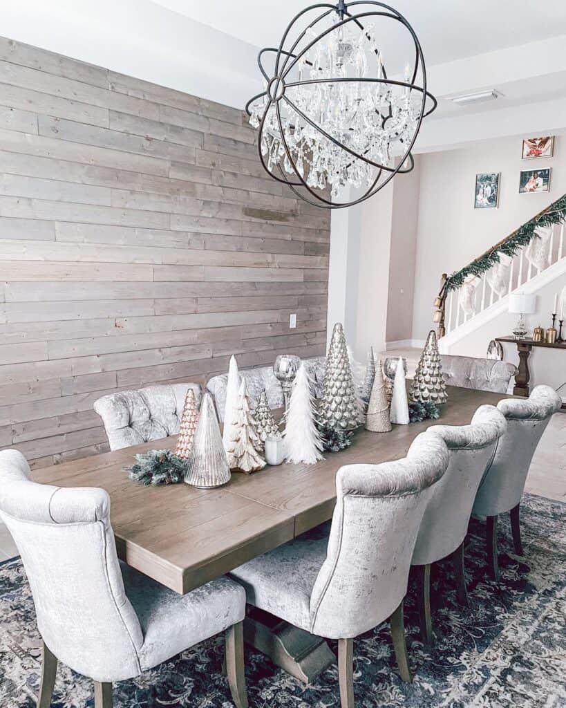 Neutral Dining Room with Christmas Tree Centerpiece