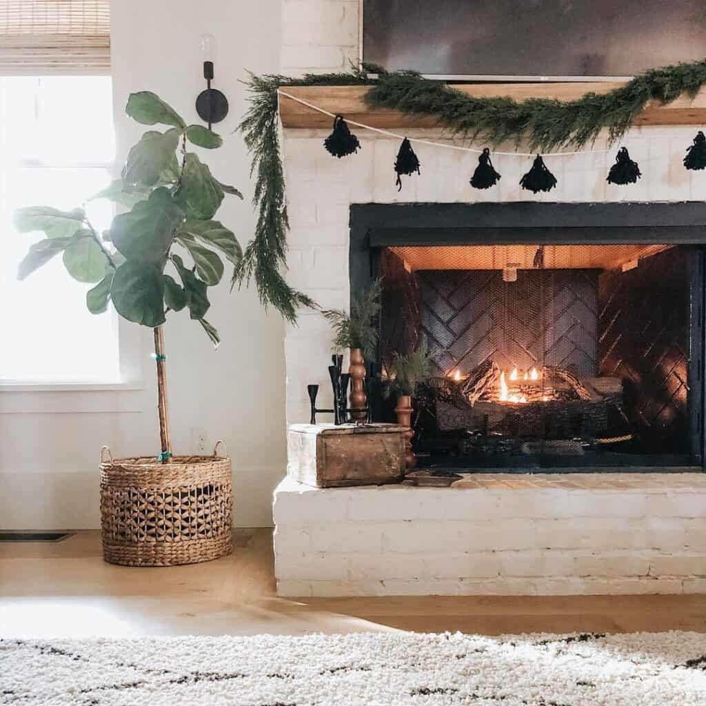 Neutral Farmhouse Fireplace as Backdrop