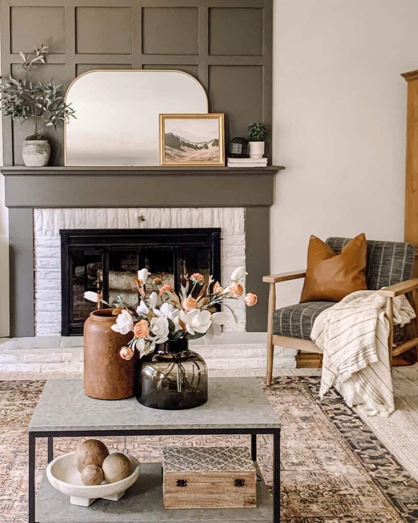 Neutral Tone Living Room with Taupe Overmantel