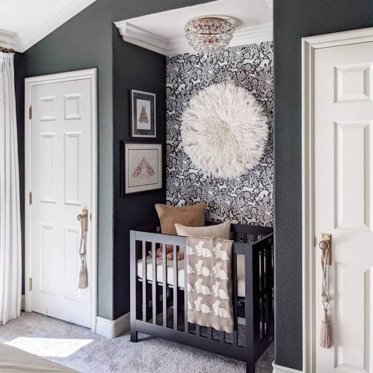 Nook With Black and White Nursery Wallpaper