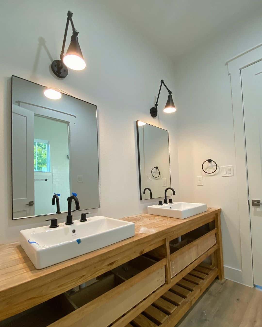 Open Shelf Vanity with Vessel Sinks Soul & Lane