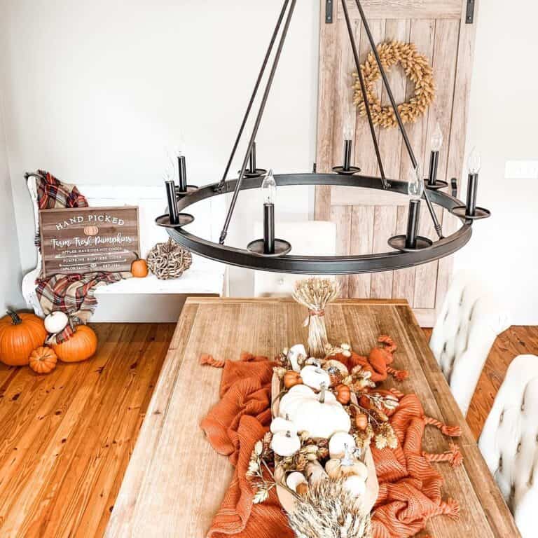 Orange and White Pumpkins and Farmhouse Décor