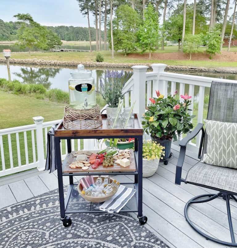 Outdoor Bar Cart with Charcuterie Board