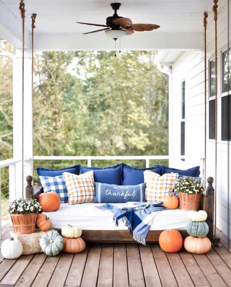 Outdoor Couch with Pumpkins