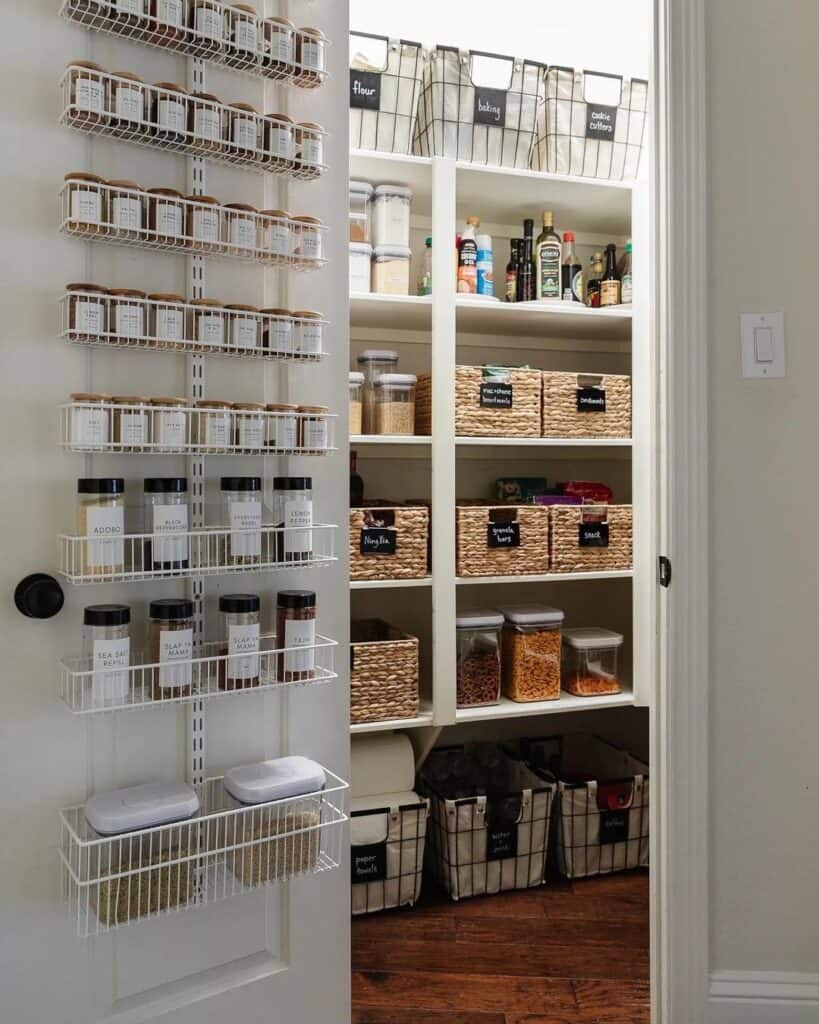 Pantry with Metal Wire Spice Rack